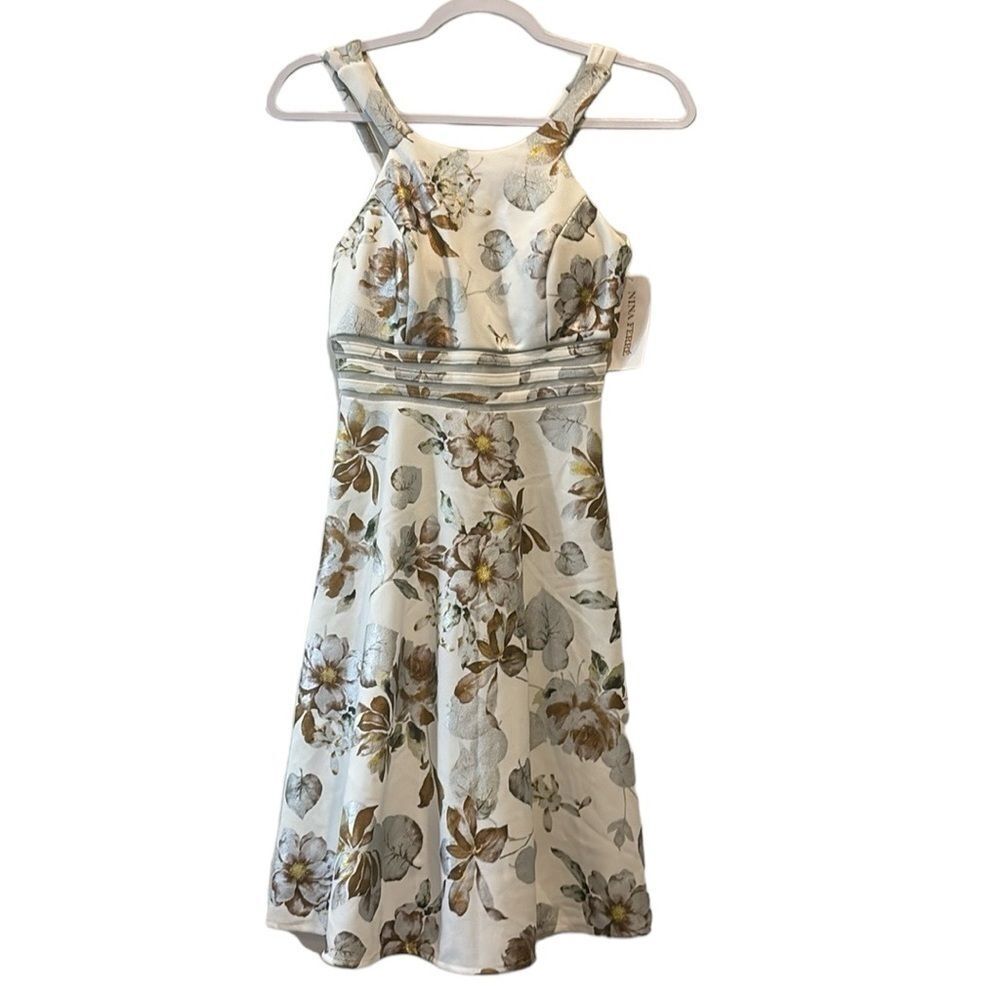 Nina Ferre Floral Fit & Flare Dress Size 5